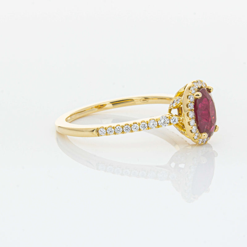 18ct Yellow Gold 1.03ct Ruby & Diamond Mini Sierra Ring-Ring-Walker & Hall