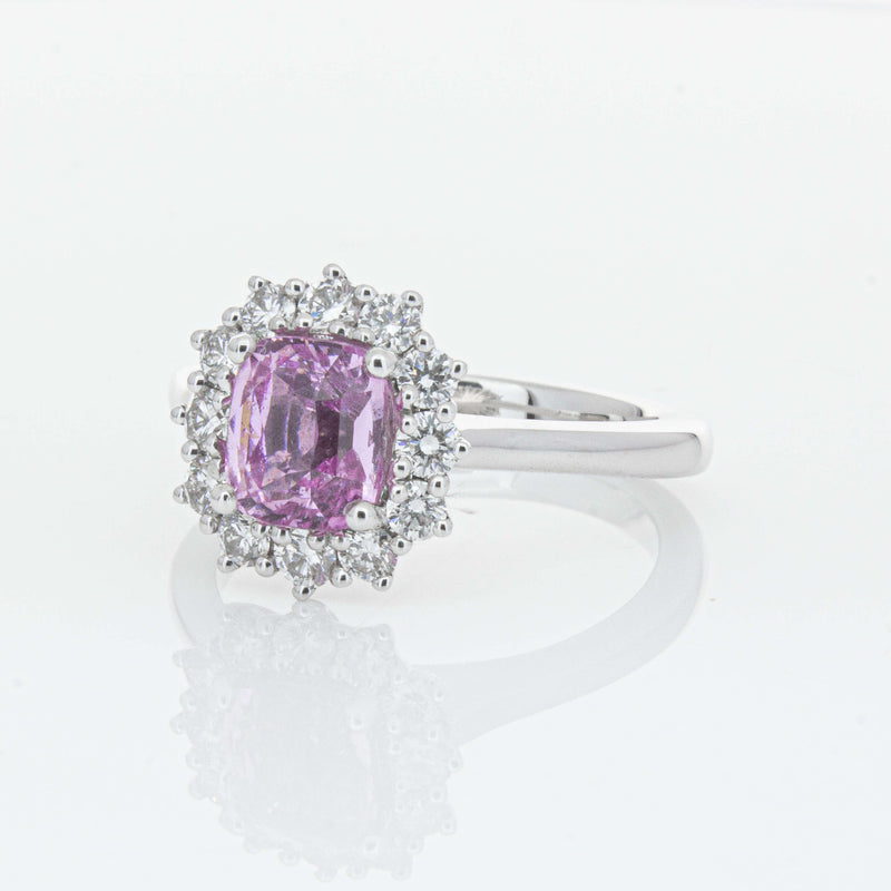 18ct White Gold 2.03ct Pink Sapphire & Diamond Belle Ring-Ring-Walker & Hall