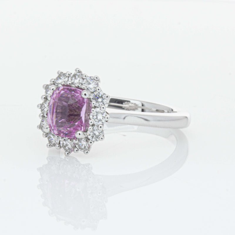 18ct White Gold 2.03ct Pink Sapphire & Diamond Belle Ring-Ring-Walker & Hall