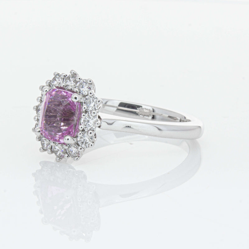 18ct White Gold 2.03ct Pink Sapphire & Diamond Belle Ring-Ring-Walker & Hall
