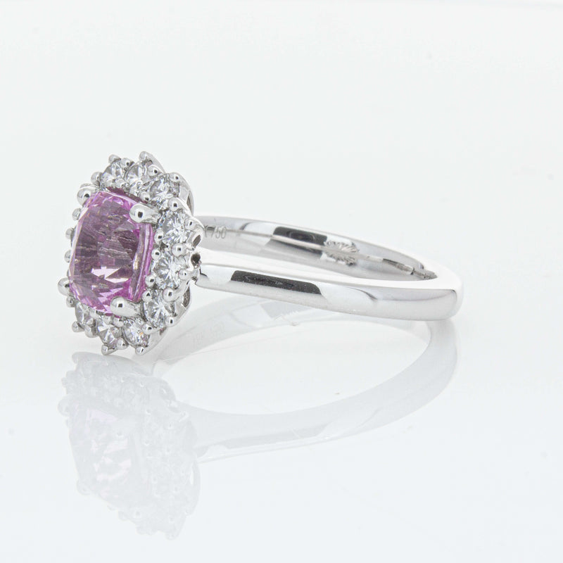 18ct White Gold 2.03ct Pink Sapphire & Diamond Belle Ring-Ring-Walker & Hall