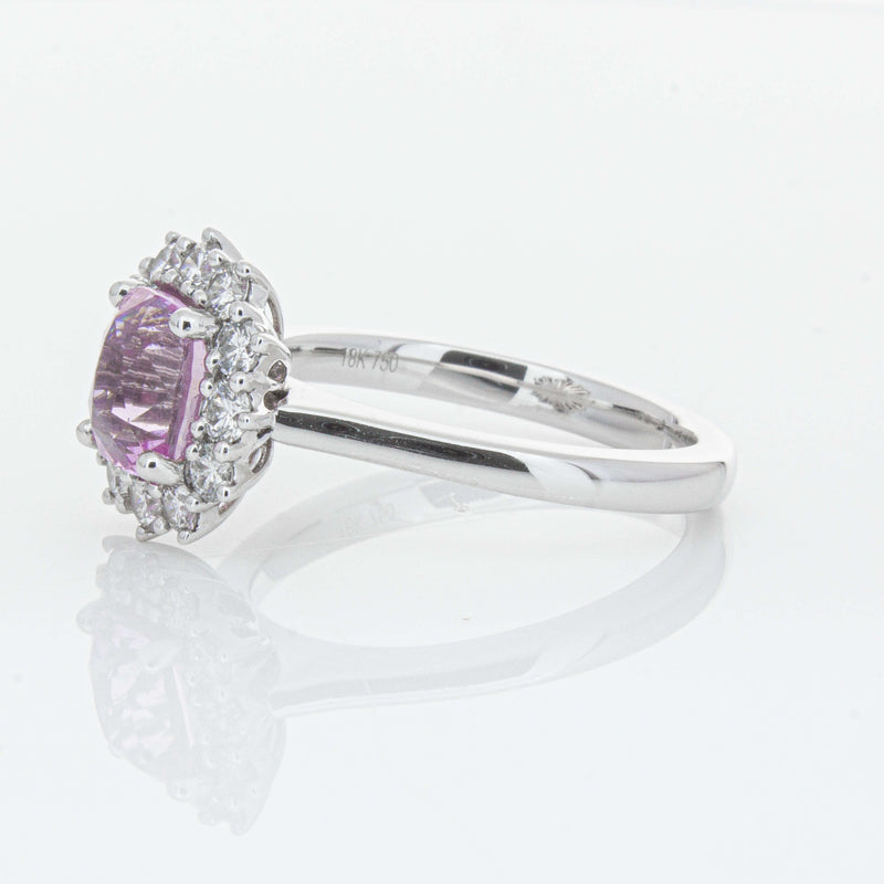 18ct White Gold 2.03ct Pink Sapphire & Diamond Belle Ring-Ring-Walker & Hall