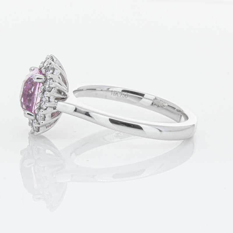 18ct White Gold 2.03ct Pink Sapphire & Diamond Belle Ring-Ring-Walker & Hall