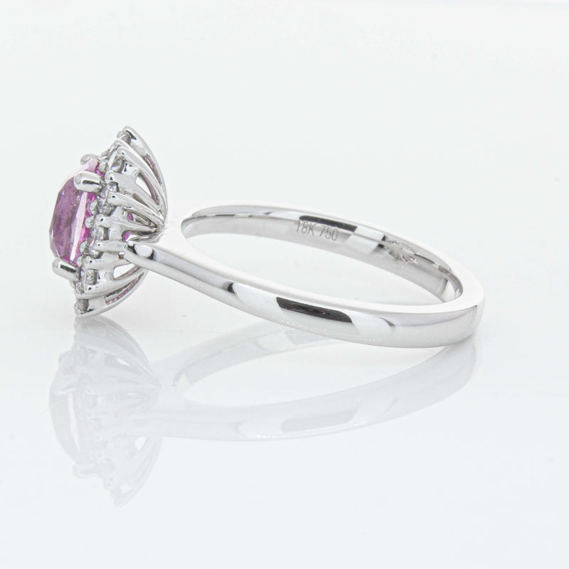 18ct White Gold 2.03ct Pink Sapphire & Diamond Belle Ring-Ring-Walker & Hall