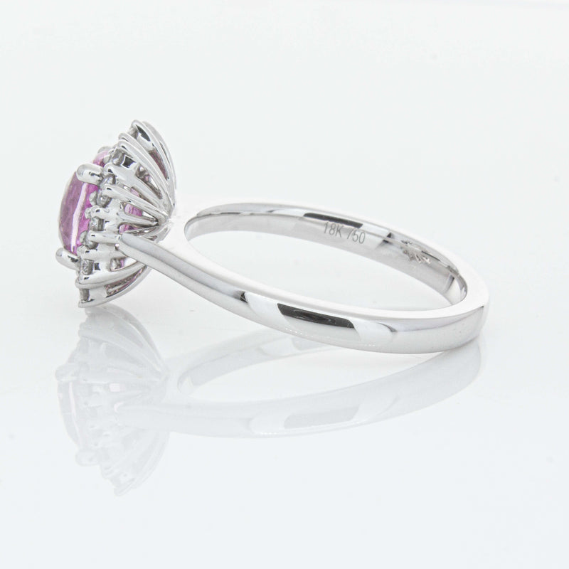 18ct White Gold 2.03ct Pink Sapphire & Diamond Belle Ring-Ring-Walker & Hall