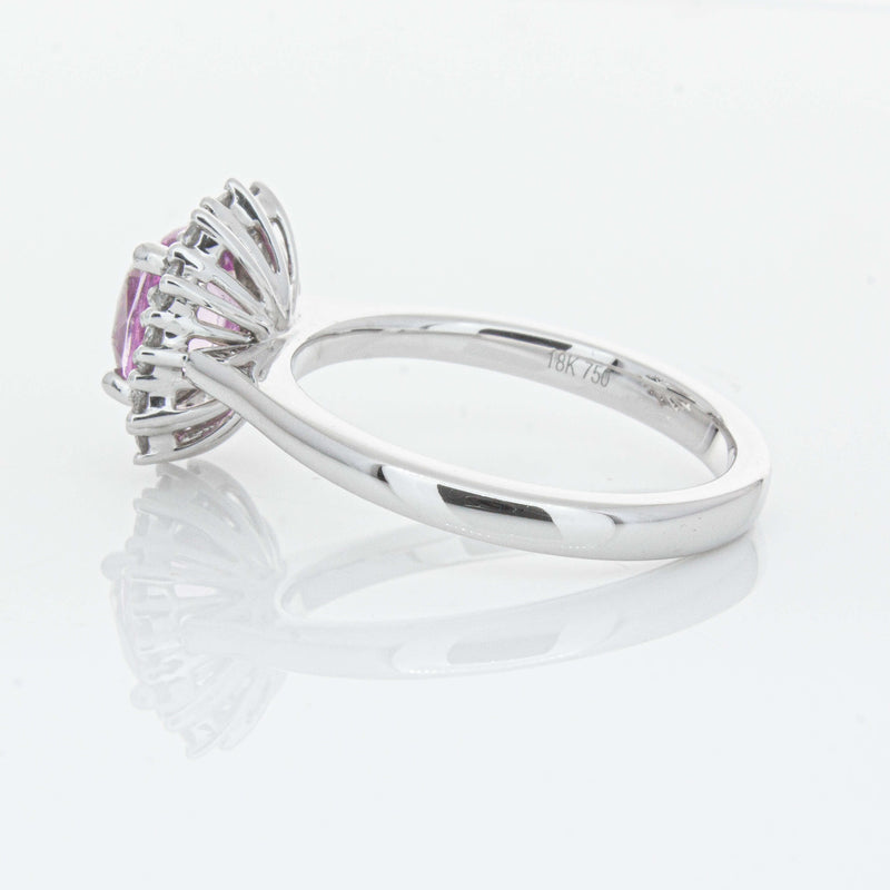 18ct White Gold 2.03ct Pink Sapphire & Diamond Belle Ring-Ring-Walker & Hall