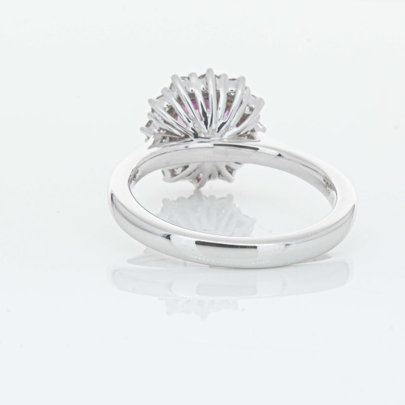 18ct White Gold 2.03ct Pink Sapphire & Diamond Belle Ring-Ring-Walker & Hall