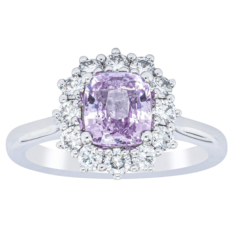 18ct White Gold 2.03ct Pink Sapphire & Diamond Belle Ring-Ring-Walker & Hall