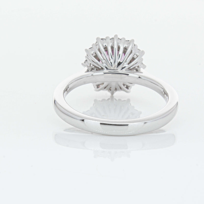 18ct White Gold 2.03ct Pink Sapphire & Diamond Belle Ring-Ring-Walker & Hall