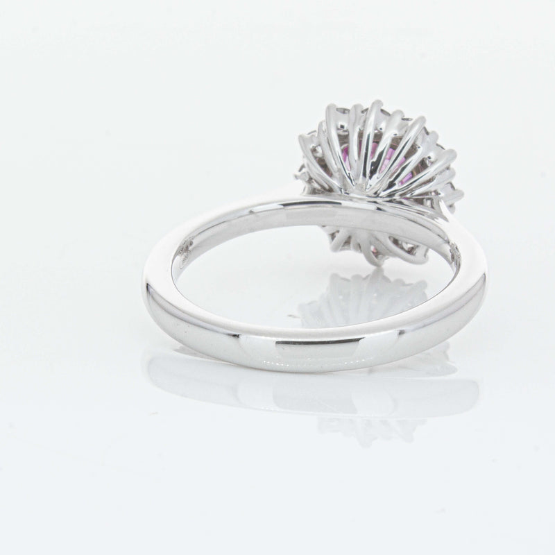 18ct White Gold 2.03ct Pink Sapphire & Diamond Belle Ring-Ring-Walker & Hall