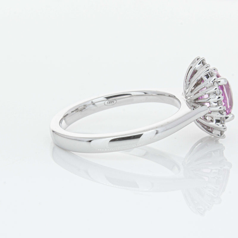 18ct White Gold 2.03ct Pink Sapphire & Diamond Belle Ring-Ring-Walker & Hall