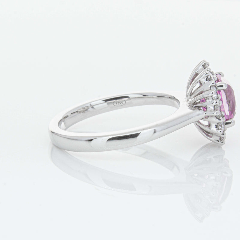 18ct White Gold 2.03ct Pink Sapphire & Diamond Belle Ring-Ring-Walker & Hall
