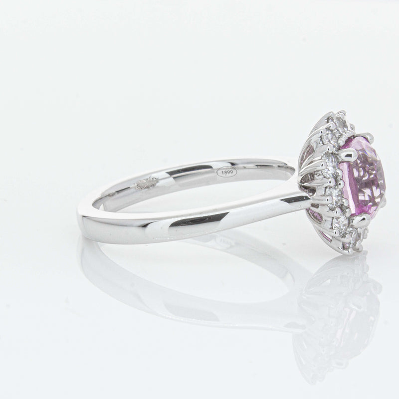 18ct White Gold 2.03ct Pink Sapphire & Diamond Belle Ring-Ring-Walker & Hall