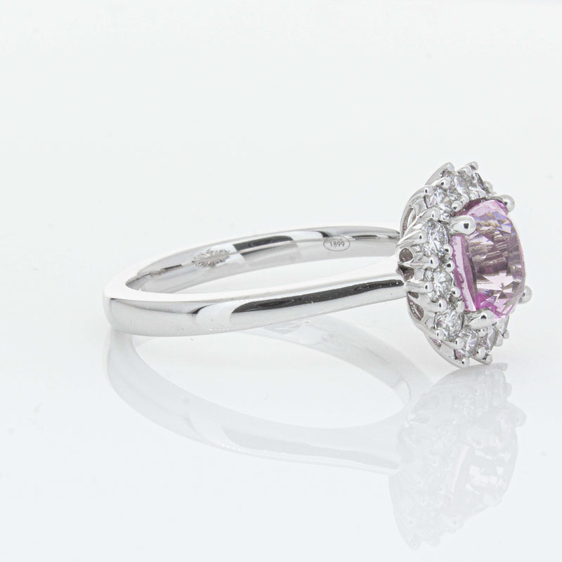18ct White Gold 2.03ct Pink Sapphire & Diamond Belle Ring-Ring-Walker & Hall
