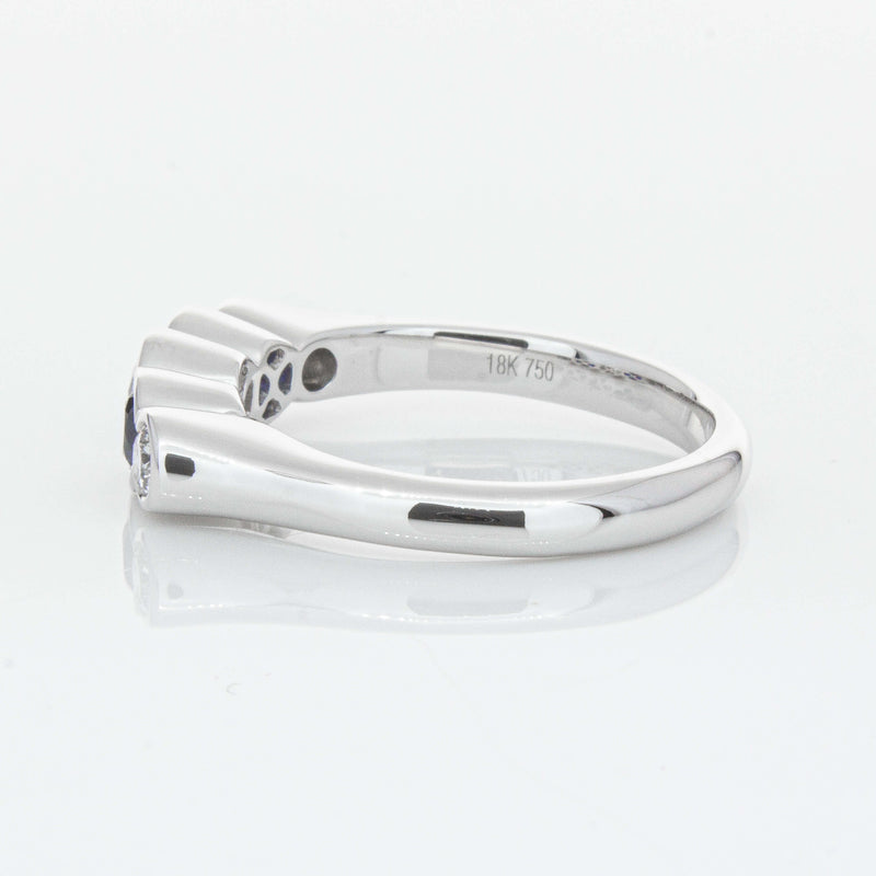 18ct White Gold Sapphire & Diamond Five-Stone Natalia Ring-Ring-Walker & Hall