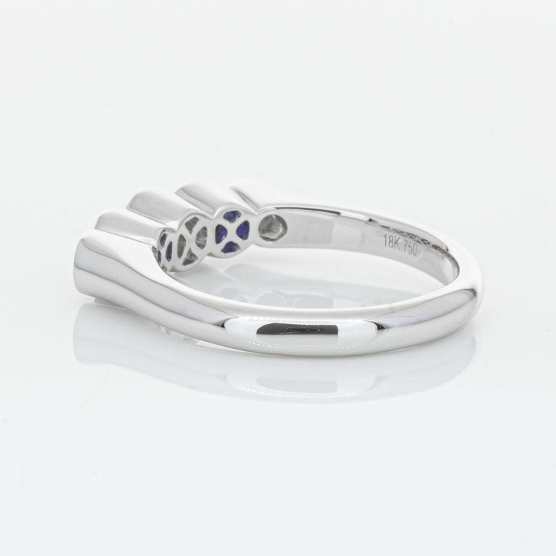 18ct White Gold Sapphire & Diamond Five-Stone Natalia Ring-Ring-Walker & Hall