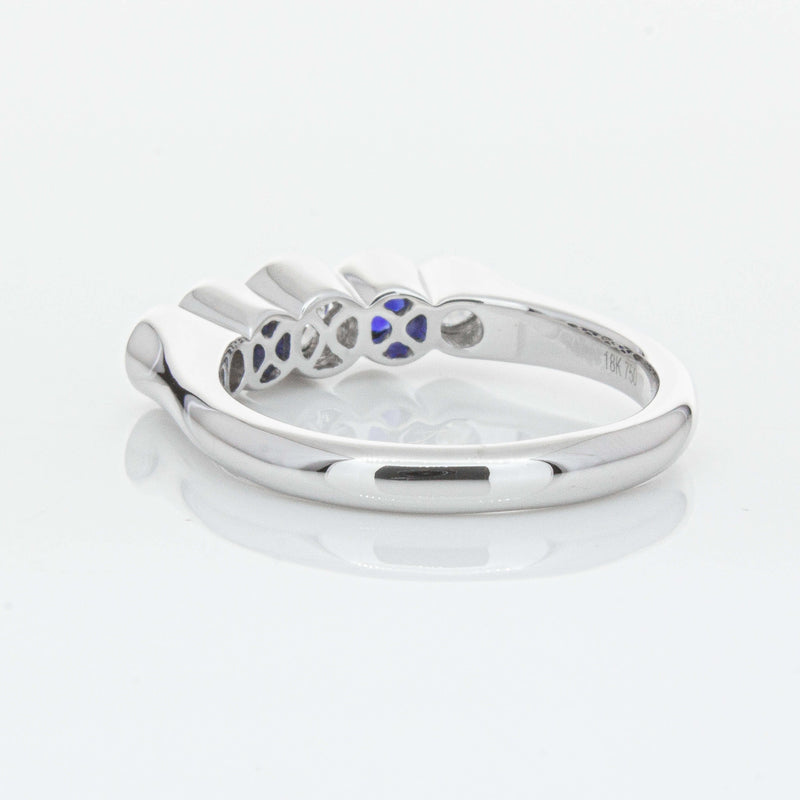 18ct White Gold Sapphire & Diamond Five-Stone Natalia Ring-Ring-Walker & Hall