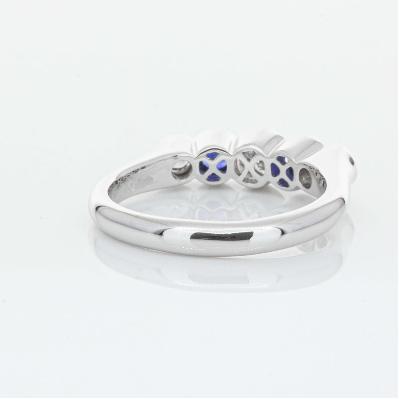 18ct White Gold Sapphire & Diamond Five-Stone Natalia Ring-Ring-Walker & Hall