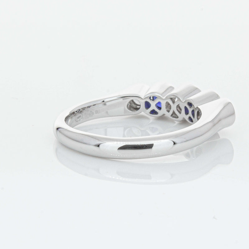 18ct White Gold Sapphire & Diamond Five-Stone Natalia Ring-Ring-Walker & Hall