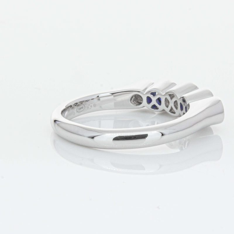 18ct White Gold Sapphire & Diamond Five-Stone Natalia Ring-Ring-Walker & Hall