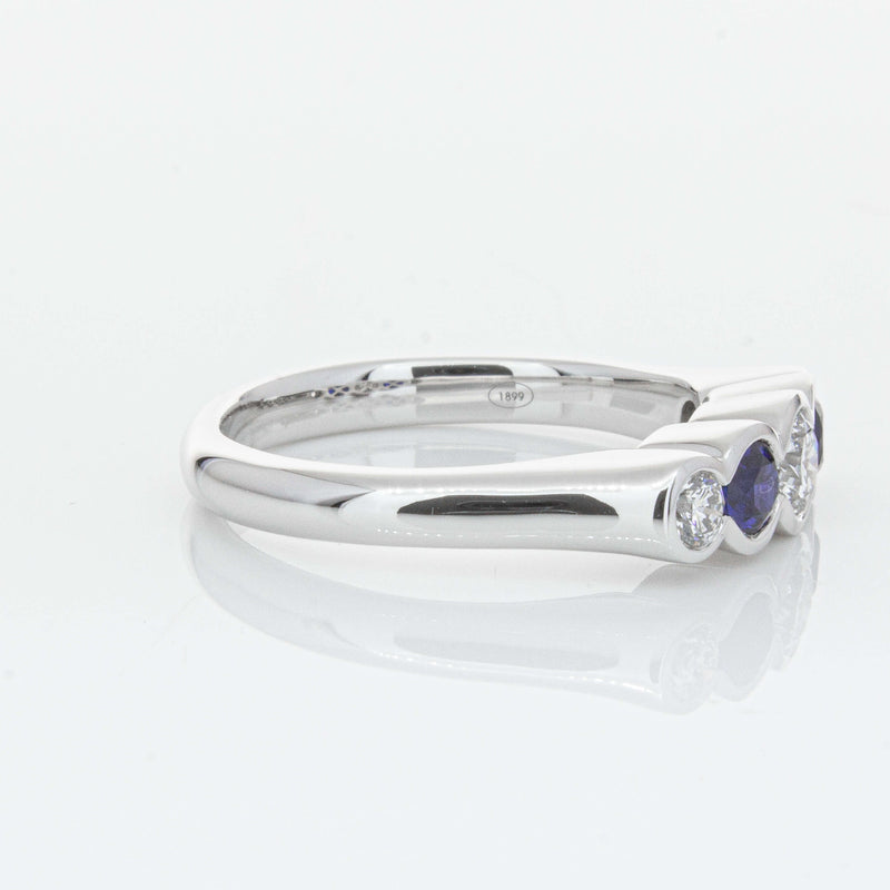 18ct White Gold Sapphire & Diamond Five-Stone Natalia Ring-Ring-Walker & Hall