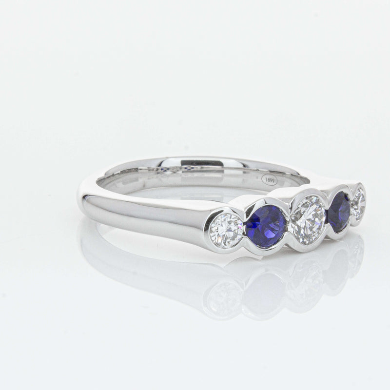 18ct White Gold Sapphire & Diamond Five-Stone Natalia Ring-Ring-Walker & Hall