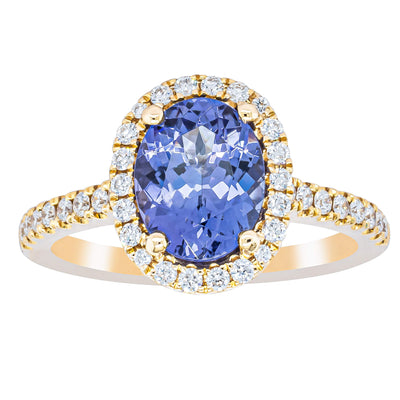 18ct Yellow Gold 1.95ct Tanzanite & Diamond Ring-Ring-Walker & Hall