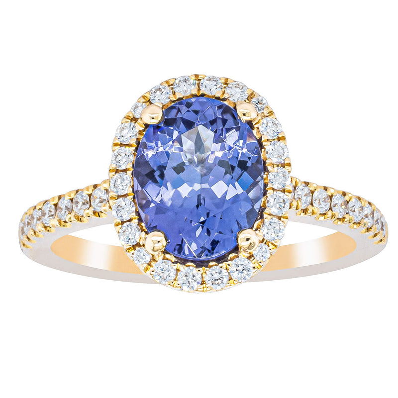 18ct Yellow Gold 1.95ct Tanzanite & Diamond Ring-Ring-Walker & Hall