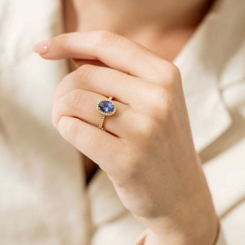 18ct Yellow Gold 1.95ct Tanzanite & Diamond Ring-Ring-Walker & Hall