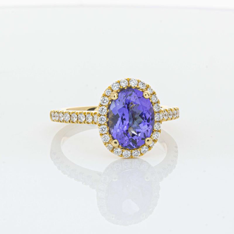 18ct Yellow Gold 1.95ct Tanzanite & Diamond Ring-Ring-Walker & Hall