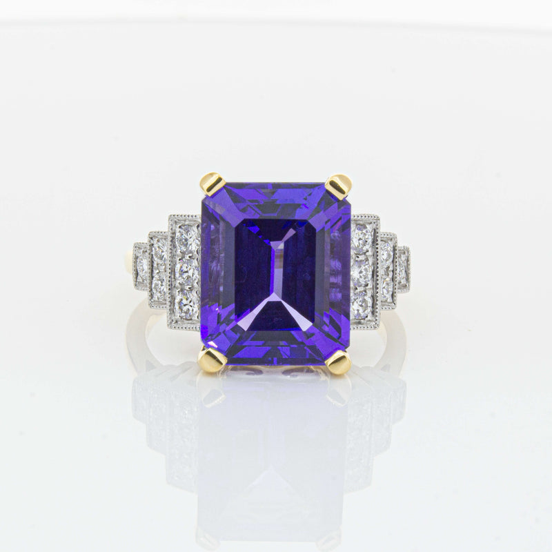 18ct Yellow Gold 7.03ct Tanzanite & Diamond Maya Ring-Ring-Walker & Hall
