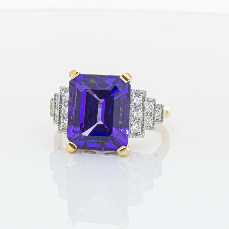 18ct Yellow Gold 7.03ct Tanzanite & Diamond Maya Ring-Ring-Walker & Hall