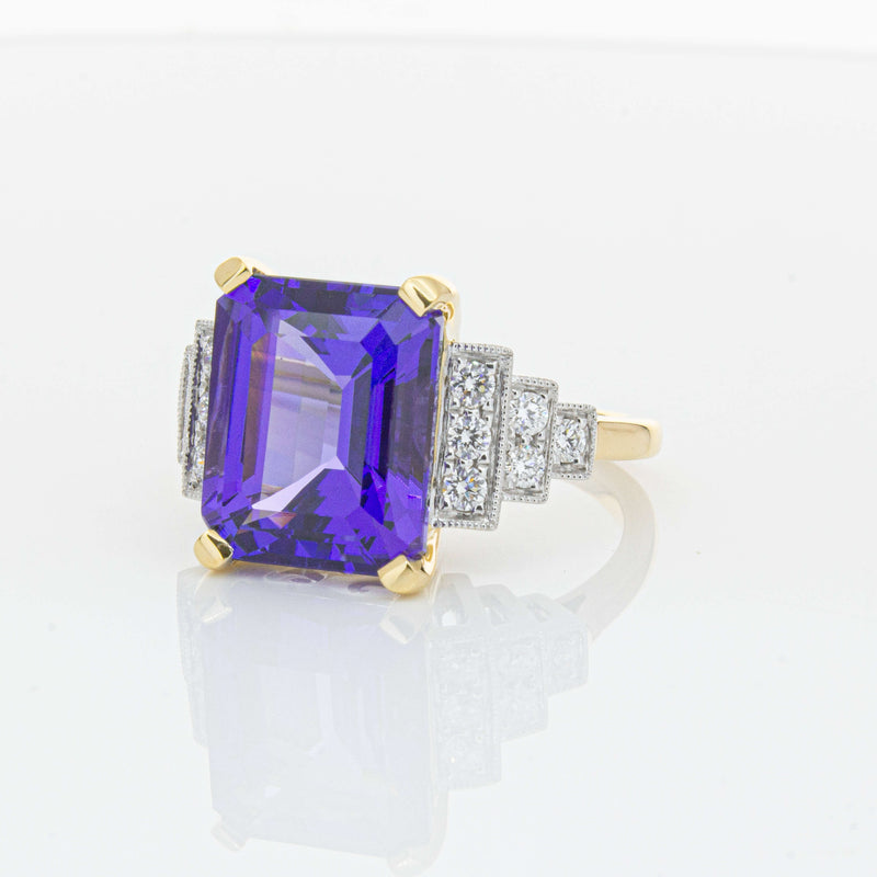 18ct Yellow Gold 7.03ct Tanzanite & Diamond Maya Ring-Ring-Walker & Hall
