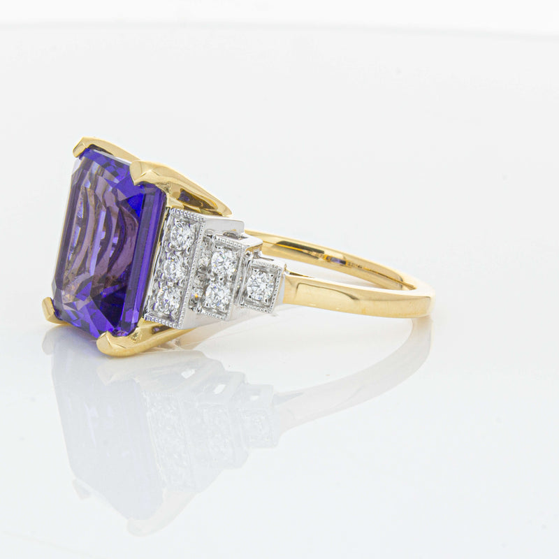 18ct Yellow Gold 7.03ct Tanzanite & Diamond Maya Ring-Ring-Walker & Hall