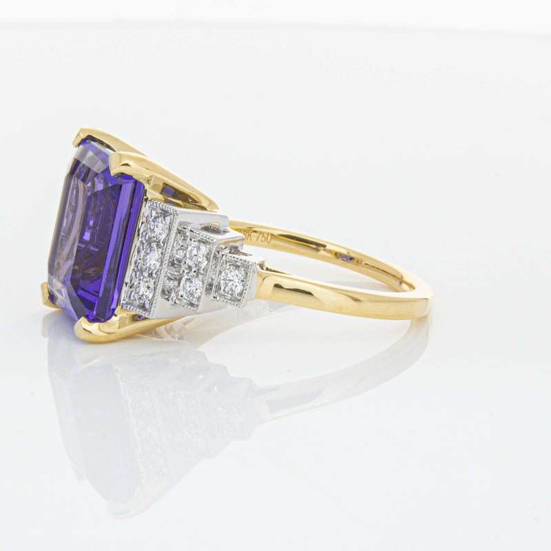 18ct Yellow Gold 7.03ct Tanzanite & Diamond Maya Ring-Ring-Walker & Hall