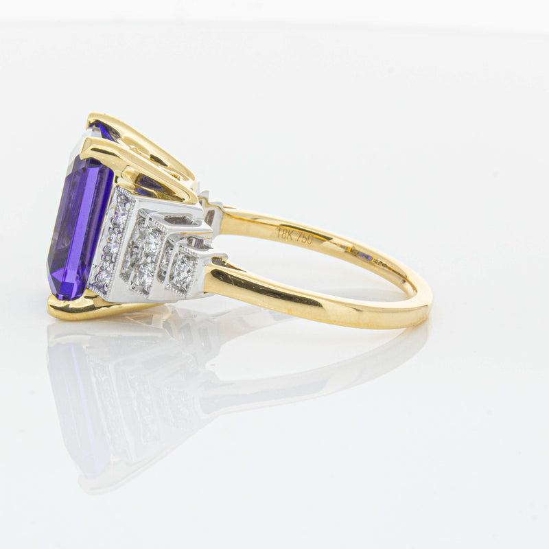 18ct Yellow Gold 7.03ct Tanzanite & Diamond Maya Ring-Ring-Walker & Hall