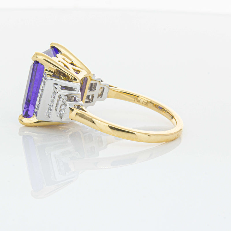 18ct Yellow Gold 7.03ct Tanzanite & Diamond Maya Ring-Ring-Walker & Hall