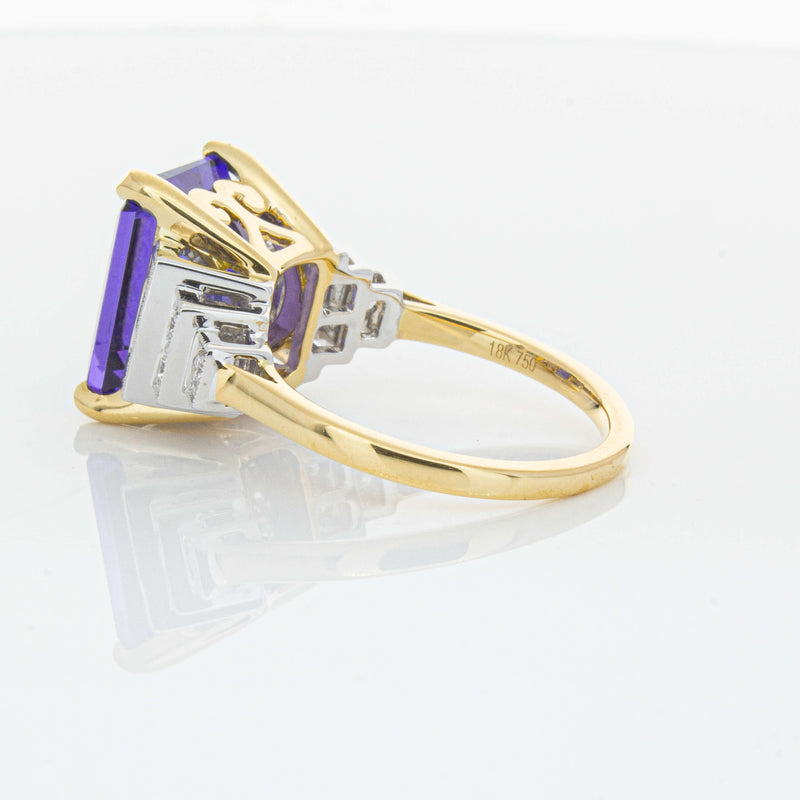 18ct Yellow Gold 7.03ct Tanzanite & Diamond Maya Ring-Ring-Walker & Hall