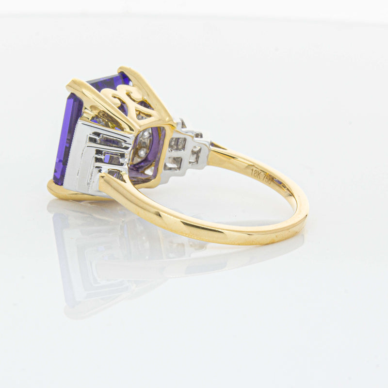 18ct Yellow Gold 7.03ct Tanzanite & Diamond Maya Ring-Ring-Walker & Hall
