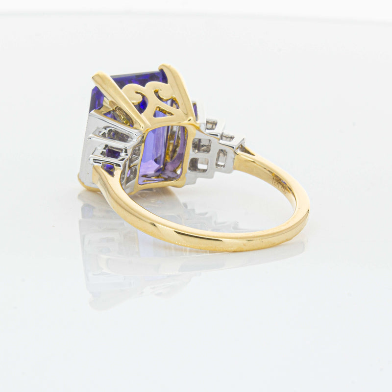 18ct Yellow Gold 7.03ct Tanzanite & Diamond Maya Ring-Ring-Walker & Hall