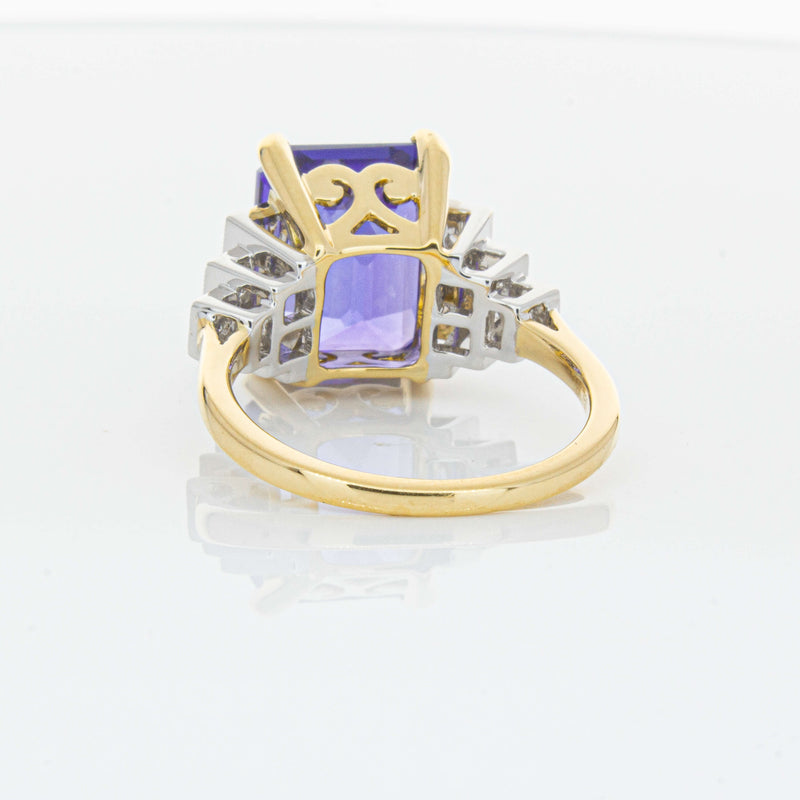 18ct Yellow Gold 7.03ct Tanzanite & Diamond Maya Ring-Ring-Walker & Hall