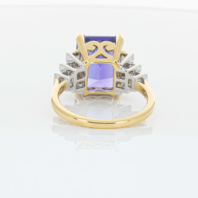 18ct Yellow Gold 7.03ct Tanzanite & Diamond Maya Ring-Ring-Walker & Hall