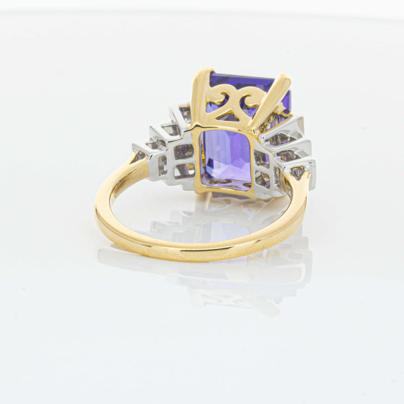 18ct Yellow Gold 7.03ct Tanzanite & Diamond Maya Ring-Ring-Walker & Hall
