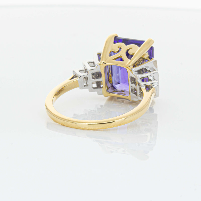 18ct Yellow Gold 7.03ct Tanzanite & Diamond Maya Ring-Ring-Walker & Hall
