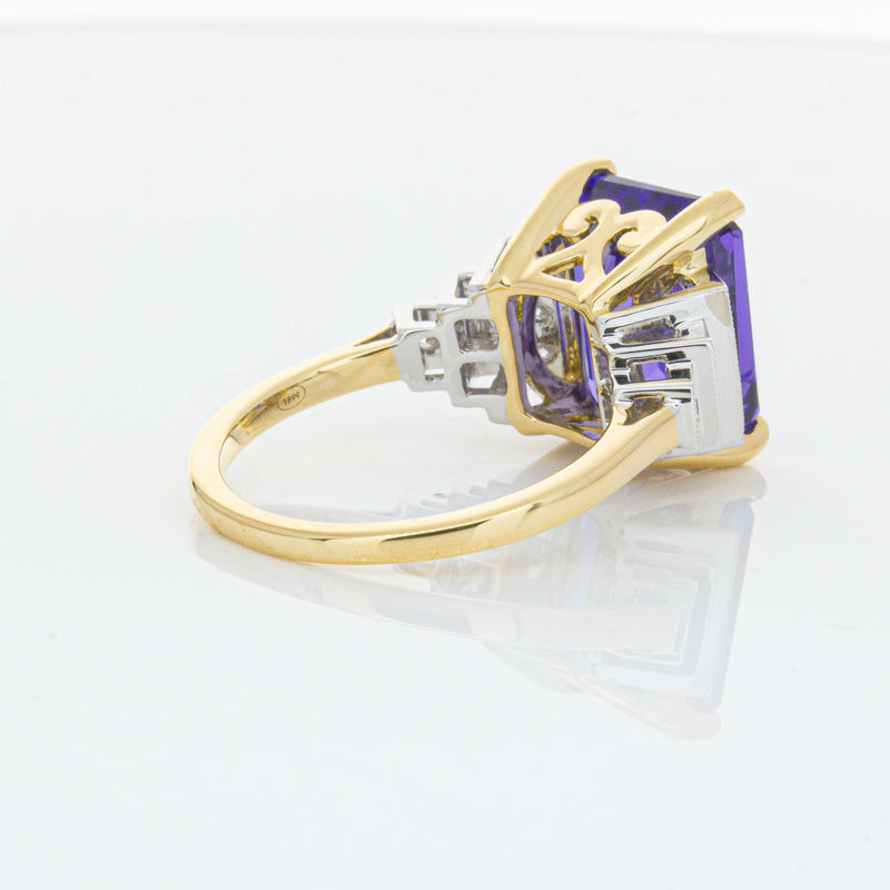 18ct Yellow Gold 7.03ct Tanzanite & Diamond Maya Ring-Ring-Walker & Hall