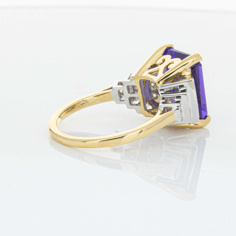 18ct Yellow Gold 7.03ct Tanzanite & Diamond Maya Ring-Ring-Walker & Hall