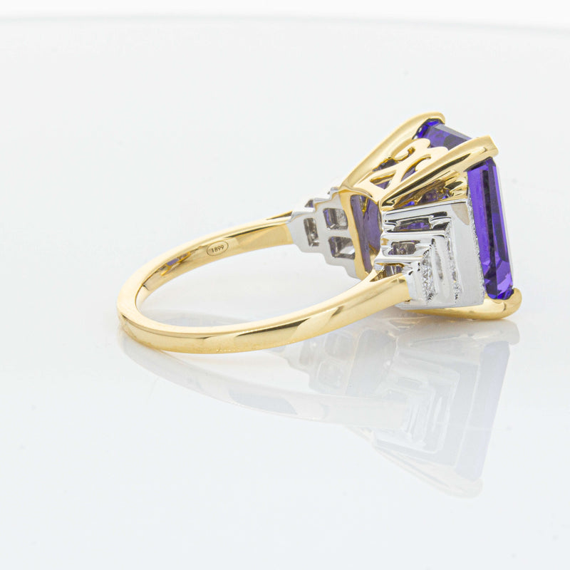 18ct Yellow Gold 7.03ct Tanzanite & Diamond Maya Ring-Ring-Walker & Hall