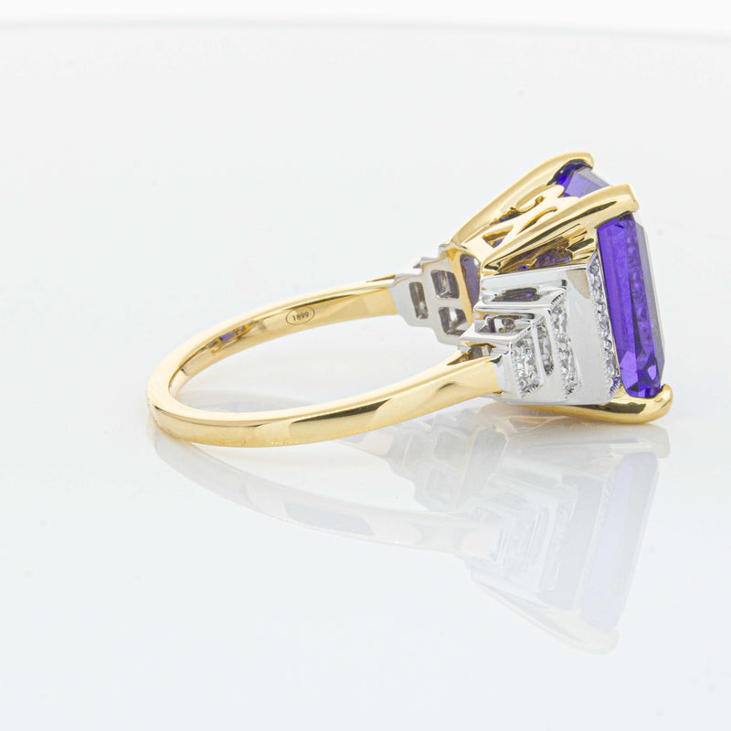 18ct Yellow Gold 7.03ct Tanzanite & Diamond Maya Ring-Ring-Walker & Hall