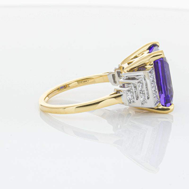 18ct Yellow Gold 7.03ct Tanzanite & Diamond Maya Ring-Ring-Walker & Hall