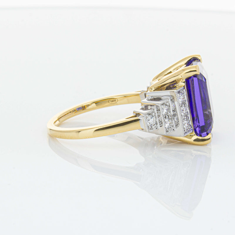 18ct Yellow Gold 7.03ct Tanzanite & Diamond Maya Ring-Ring-Walker & Hall